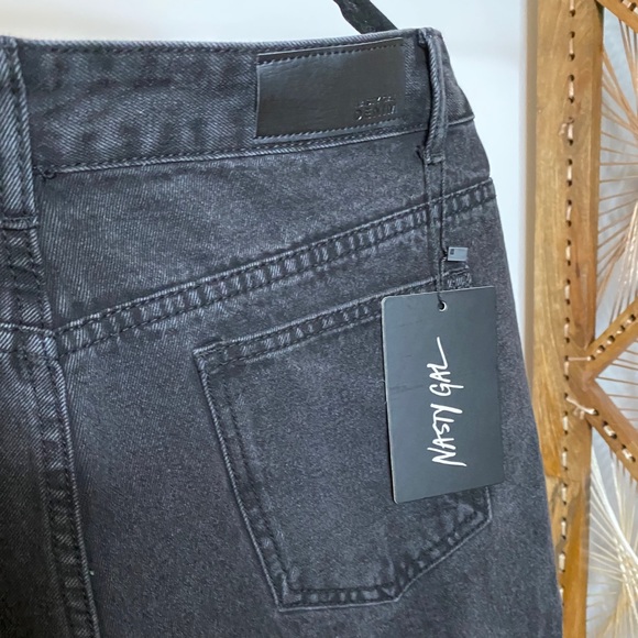 Nasty Gal Black Distress Straight Leg Jeans - Picture 5 of 6
